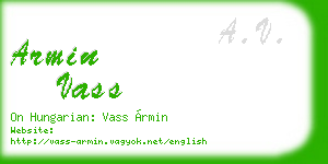 armin vass business card